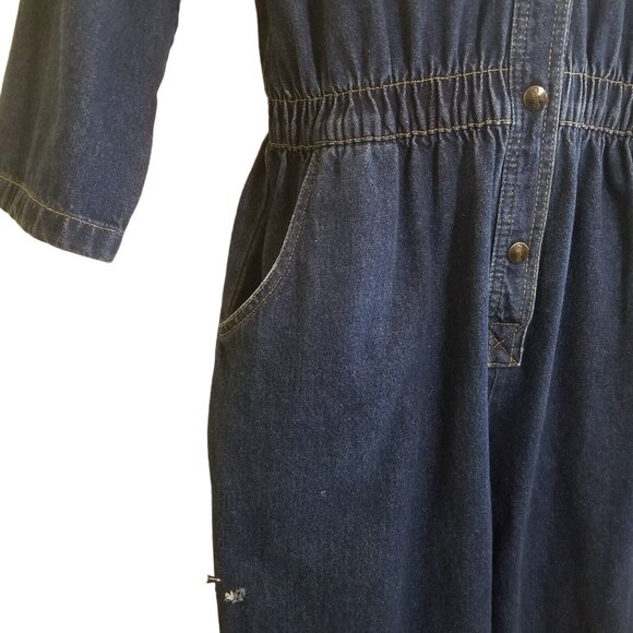 Dreams Vintage Women's Jumpsuit Size L Denim Studded Snap Elastic Playsuit Rompe - Picture 8 of 16